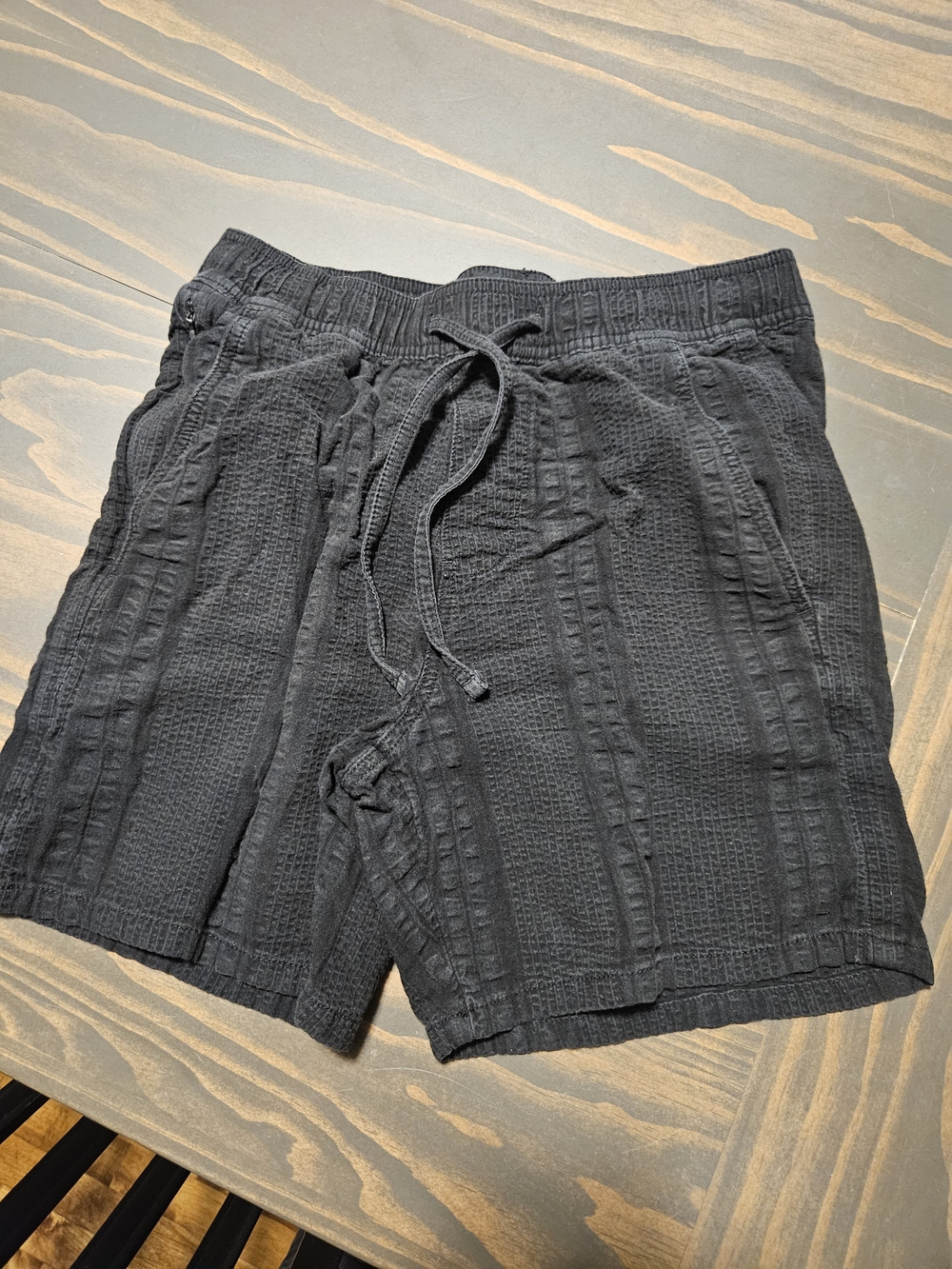 Hollister Black Seersucker Shorts